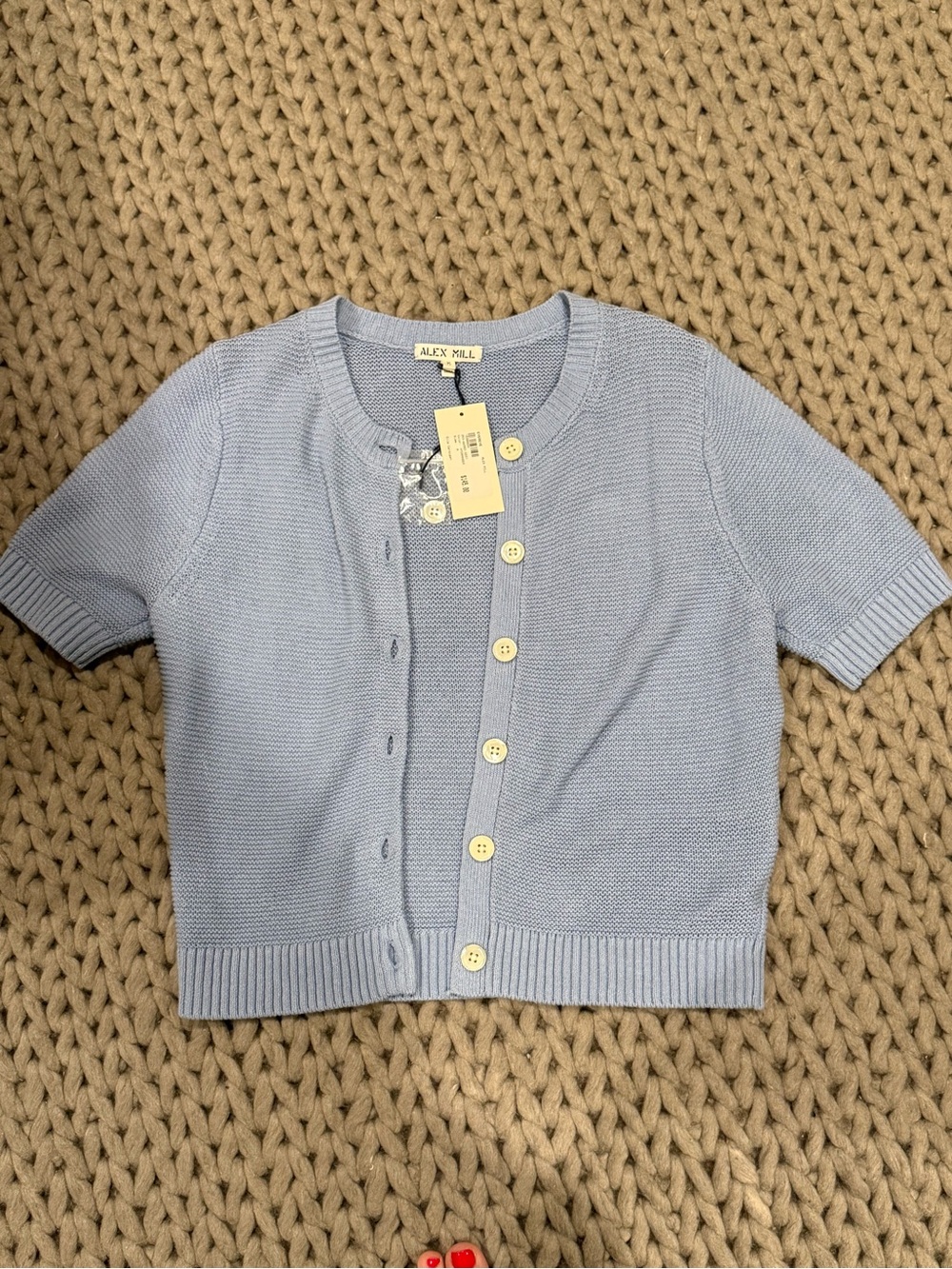 Alex Mill Light Blue Short-Sleeve Button-Up Cardigan